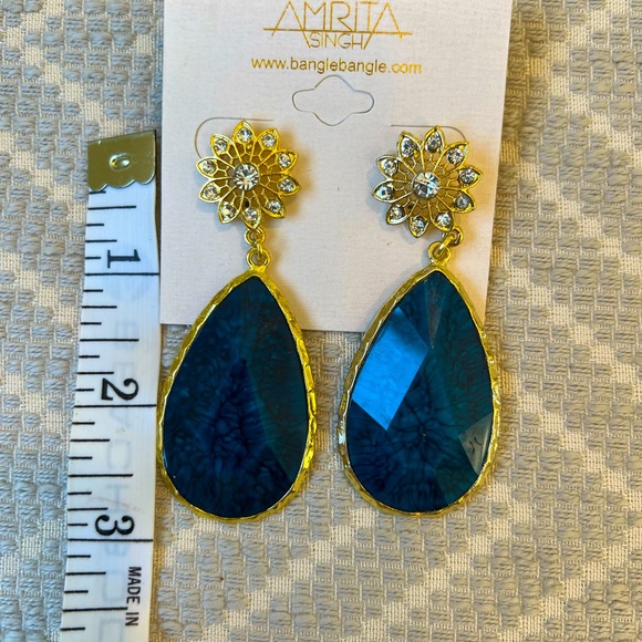 Amrita Singh NWT Indigo Teardrop post earrings - Picture 2 of 4